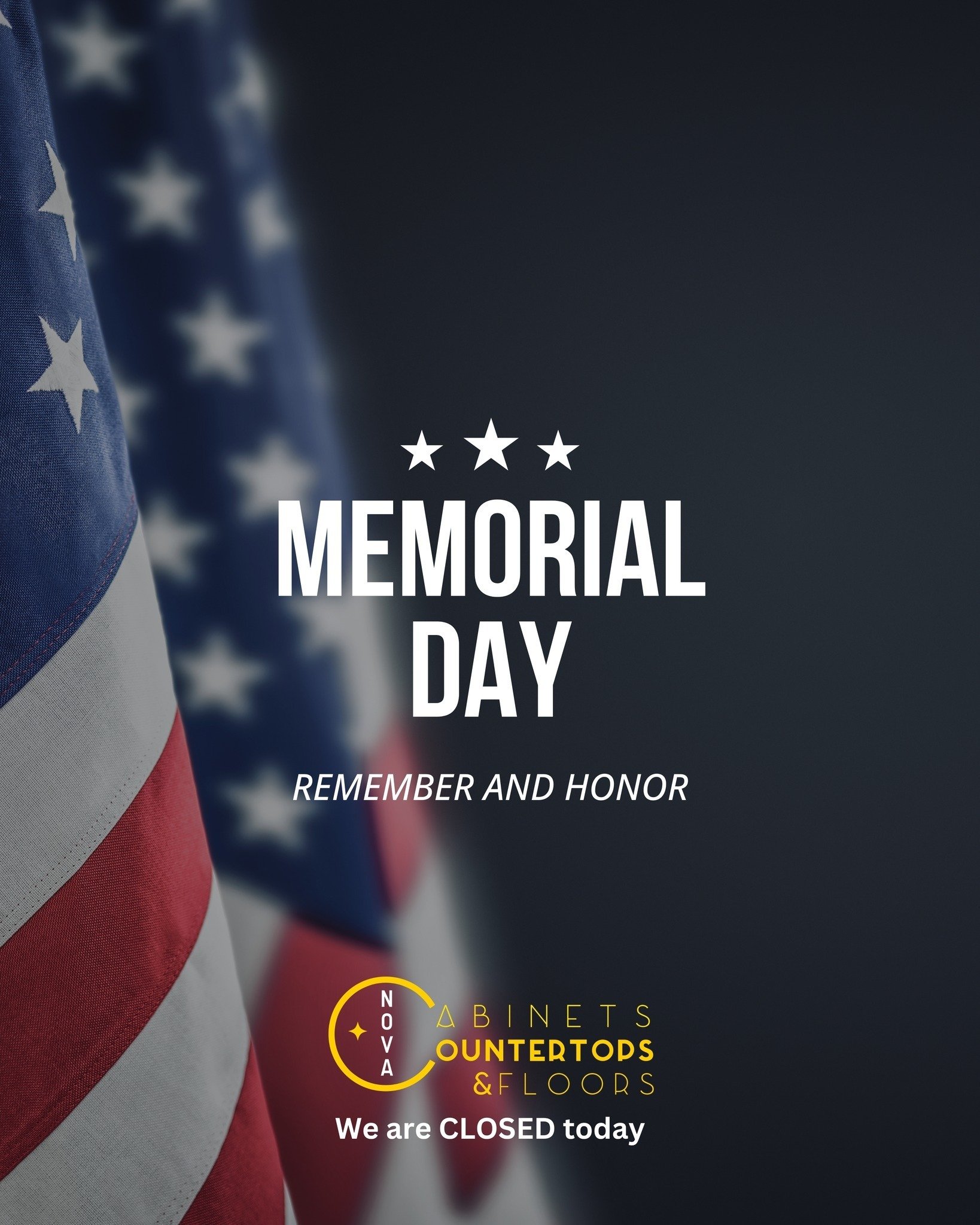 🇺🇸 This Memorial Day, we honor the brave men and women who made the ultimate sacrifice in service to our country. 🇺🇸

Their courage and dedication paved the way for the freedoms we enjoy today. 

From all of us at Nova Cabinets, Countertops and F