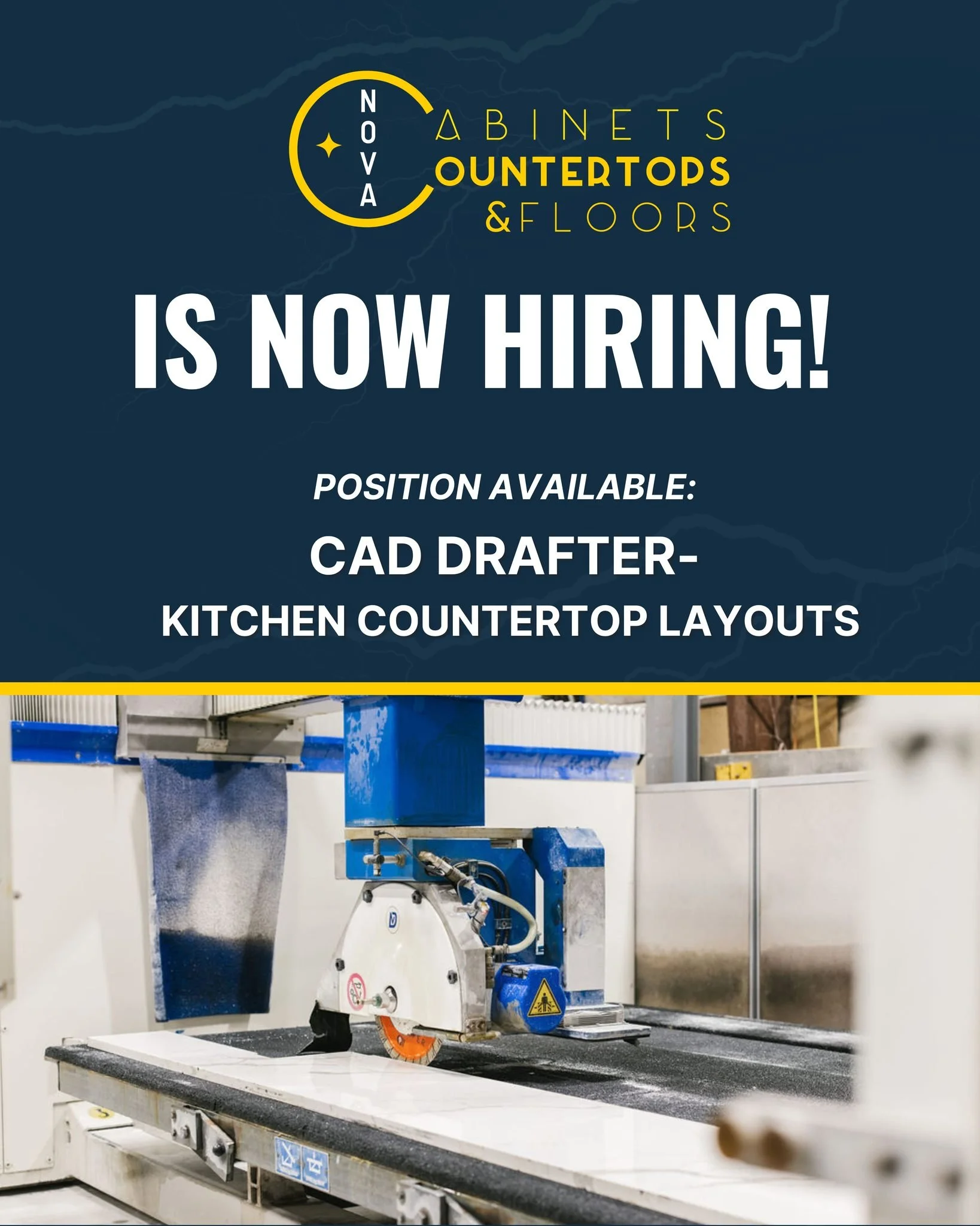 Know someone who may be interested? Share this post with them! We're hiring! 

We are seeking a CAD Drafter to create accurate kitchen countertop layouts based on laser templates and prepare files for CNC fabrication. 

The ideal candidate will have 
