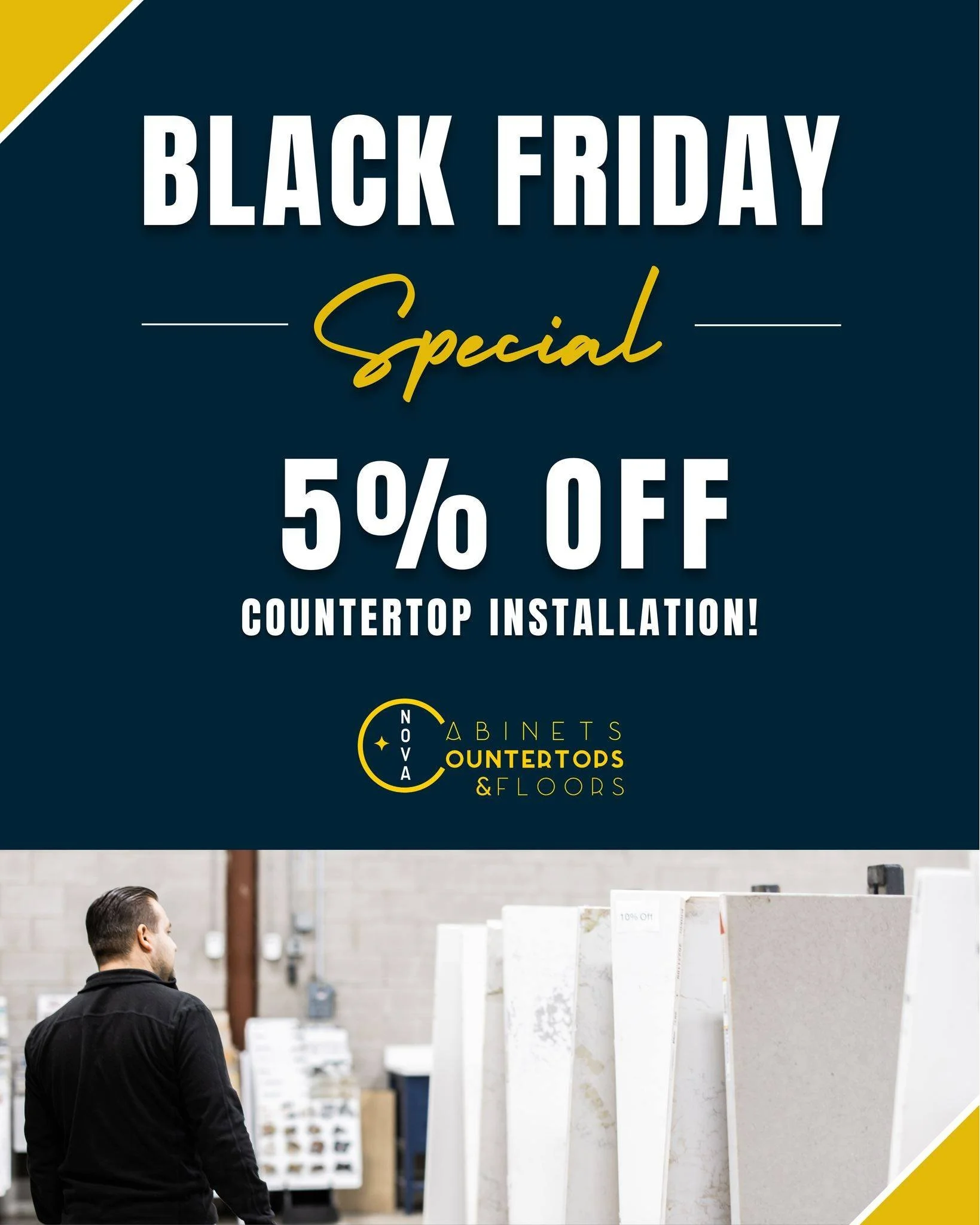 Are new countertops #1 on your Christmas list this year?! If so, check out our BLACK FRIDAY SPECIAL!🚨

Save 5% on your countertop installation NOW through 11/26!! Simply mention this post to redeem your discount. Visit our store for more details!

?