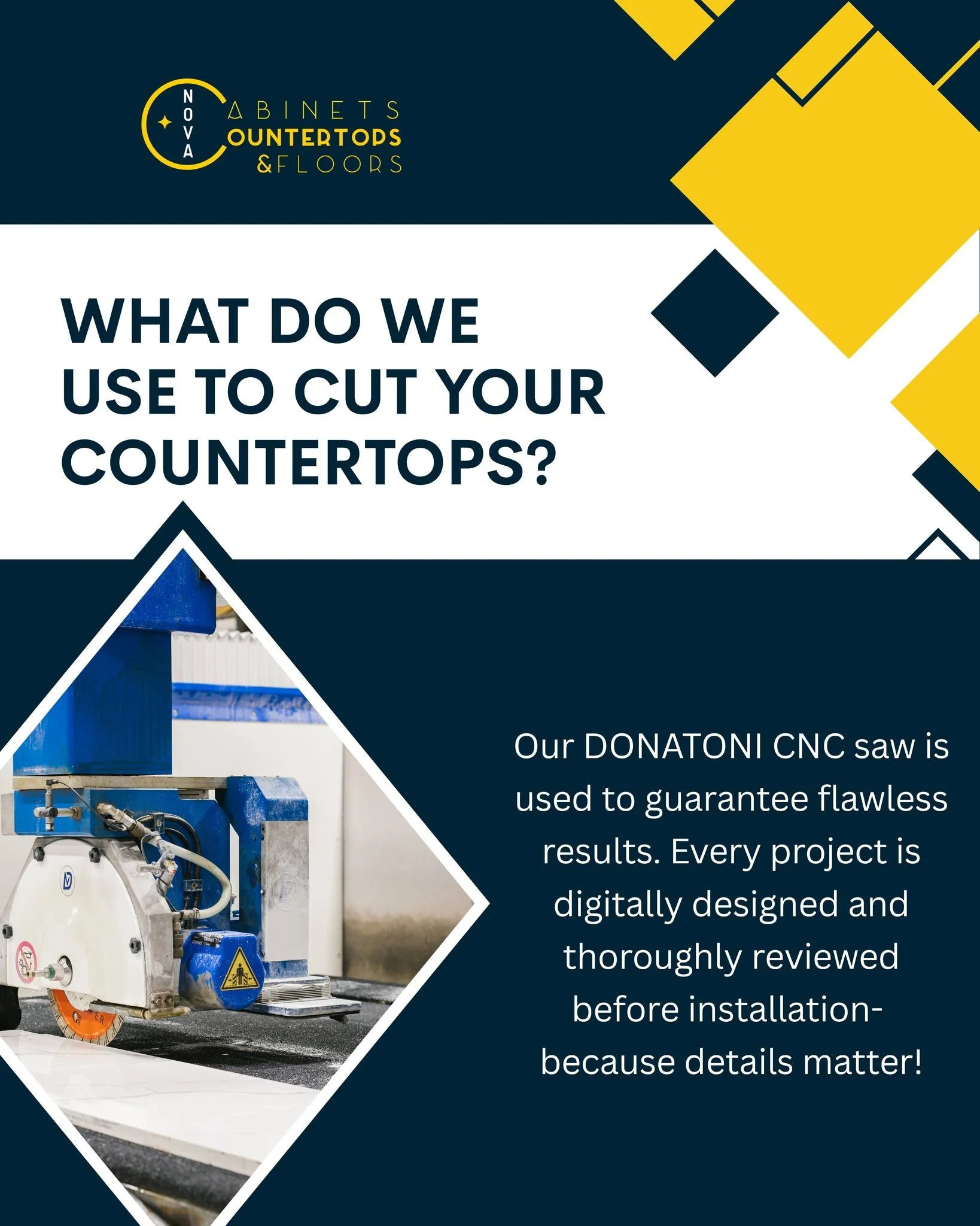 We utilize state-of-the-art equipment from the USA and Italy, including a DONATONI CNC saw and Laser Template measurements. Everything is meticulously drawn and checked on the computer before we install in your home!

Ready to get started on your res