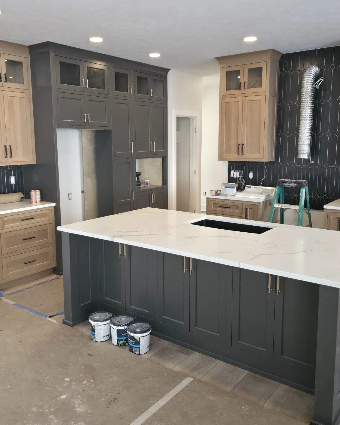This remodel is still in progress, but we couldn&rsquo;t wait to share the results so far!! 🤩

These Laza Quartz countertops give both the kitchen and bathroom such a light and airy feel. The natural-looking veining adds personality without taking a