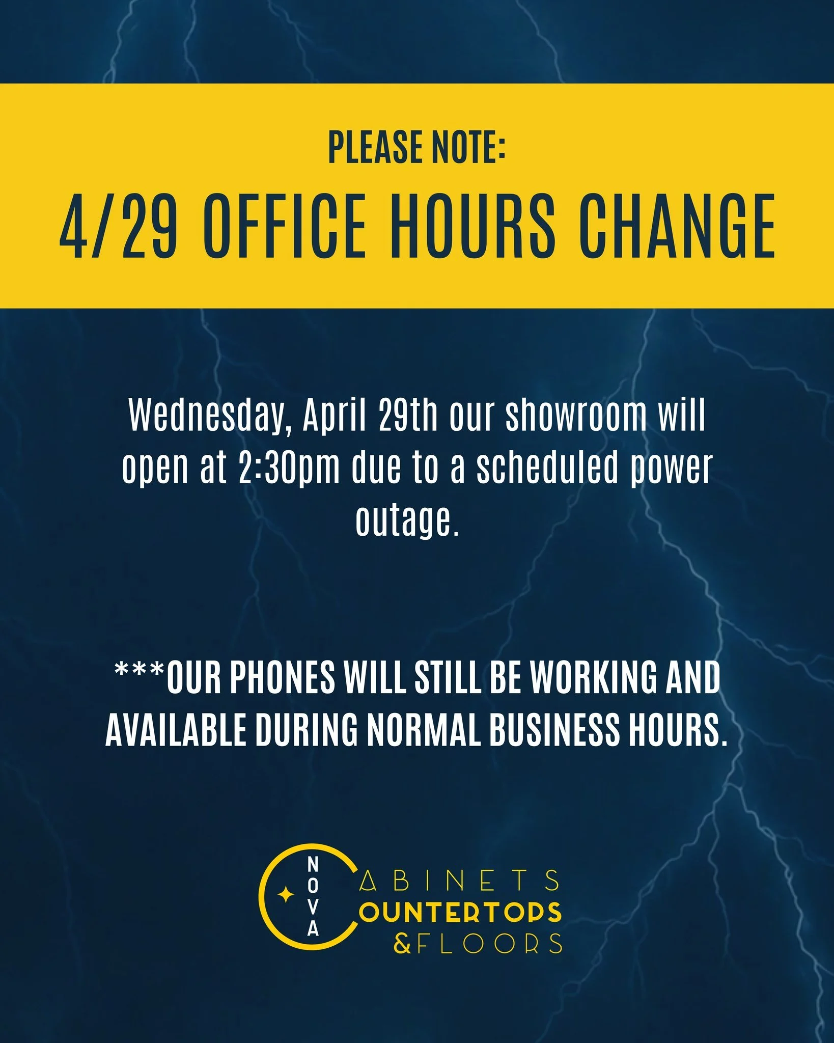 *PLEASE NOTE:*
If are planning to visit our office tomorrow, we have a scheduled power outage and will be out of office until 2:30pm. 

OUR PHONE LINES WILL BE UP AND RUNNING: Feel free to give us a call with any questions and our team will be happy 