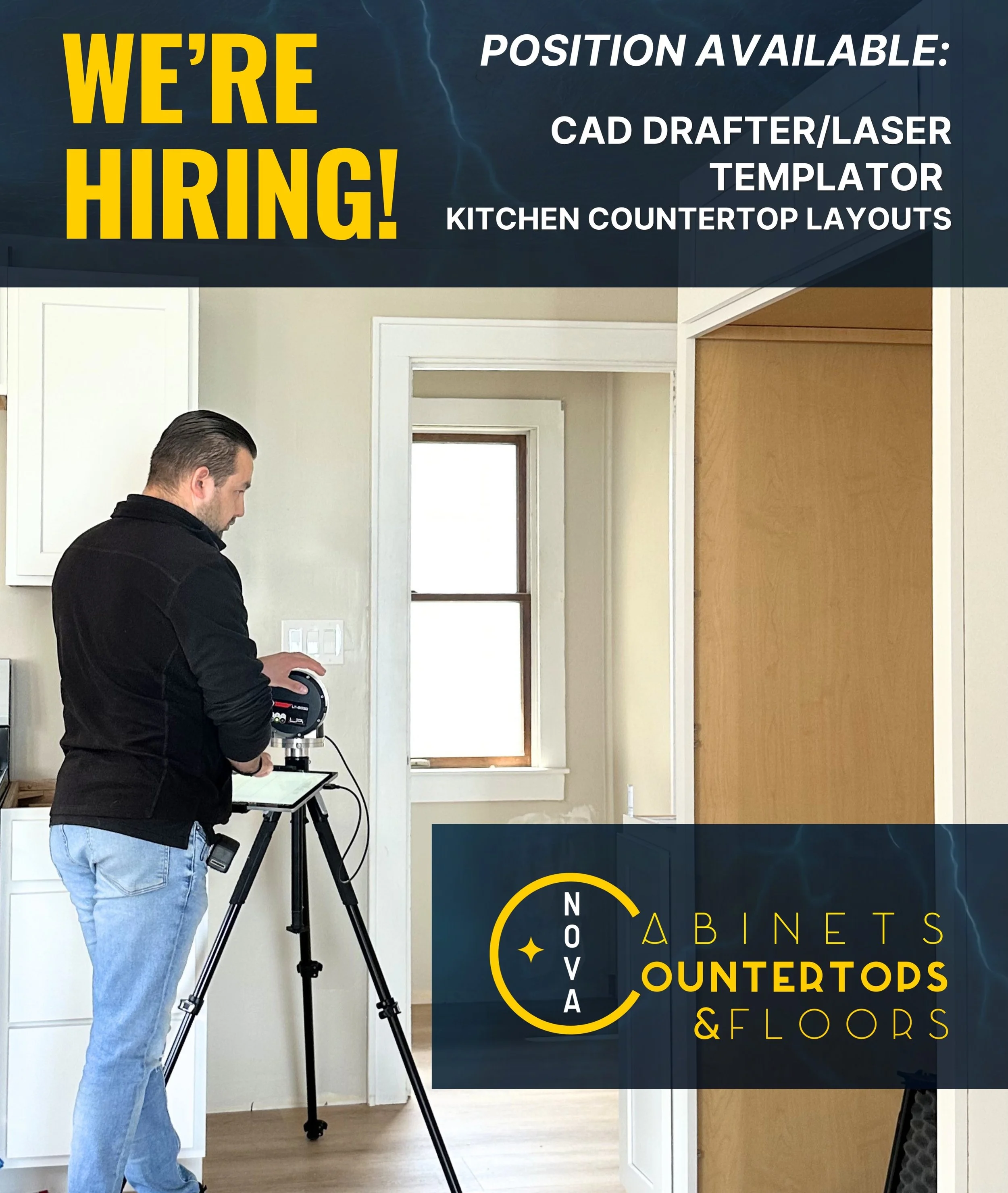 Join the team!! 

We&rsquo;re hiring a laser templator to help us get accurate measurements in our customers homes with laser technology. 

While experience is preferred, we are willing to train the right candidate. 

Get all the details here: 
https