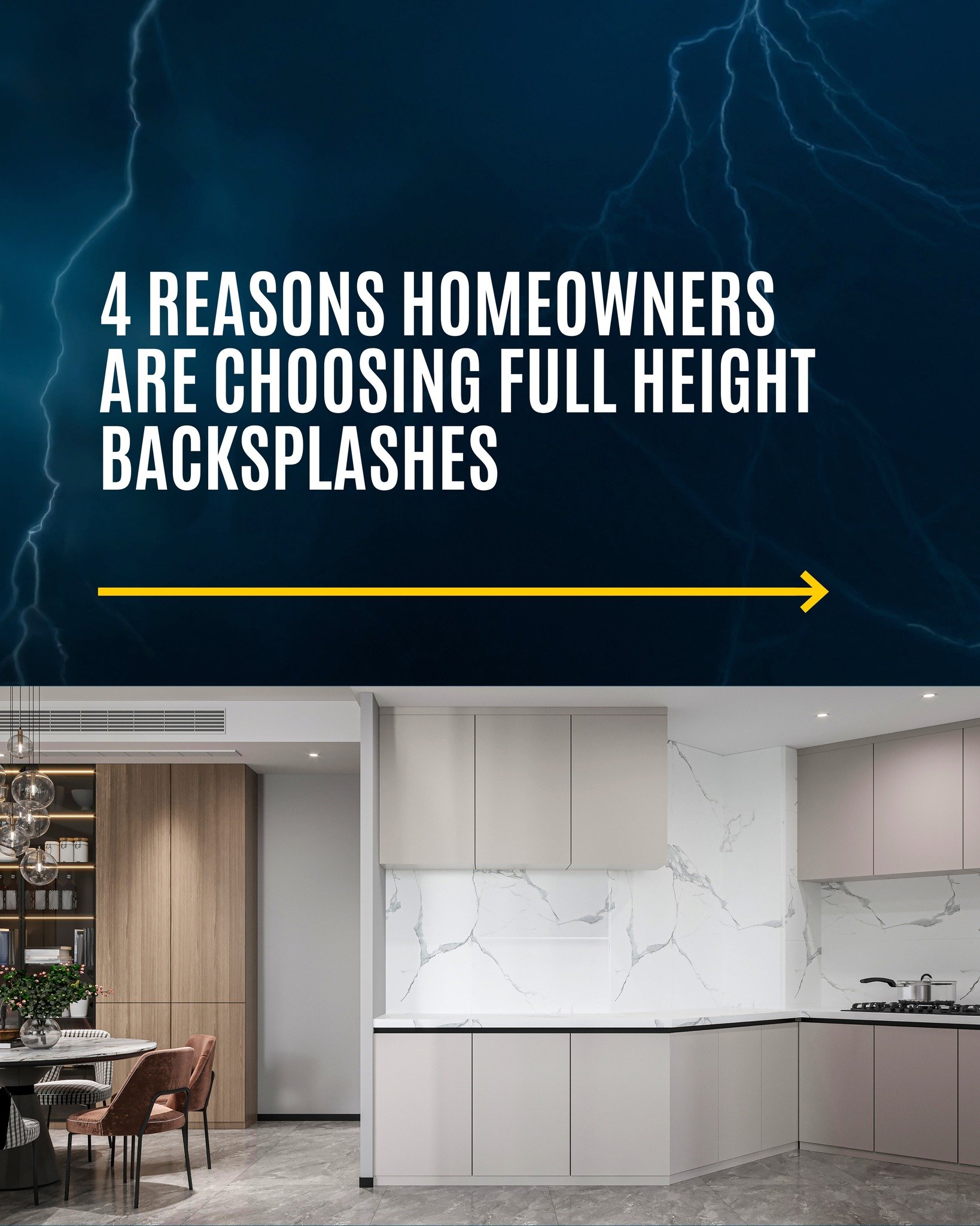 Full height backsplashes continue to be one of our favorite modern kitchen upgrades ✨

Not only do they create a clean, seamless look; they also make a kitchen feel larger, brighter, and more custom.

Would you add a full height backsplash to your dr