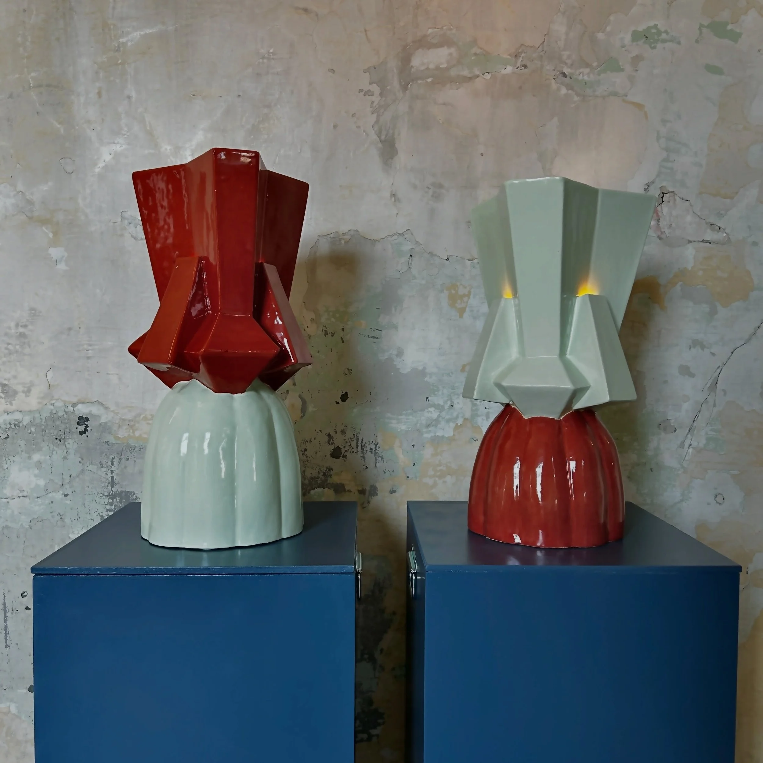 My new Floral Brute table lamps at @edit.napoli 

For Floral Brute, I drew inspiration from the floral accents of Art Deco and combined them with brutalist influences. d. The lighting is integrated into the ceramic itself, with no lampshade. The ligh