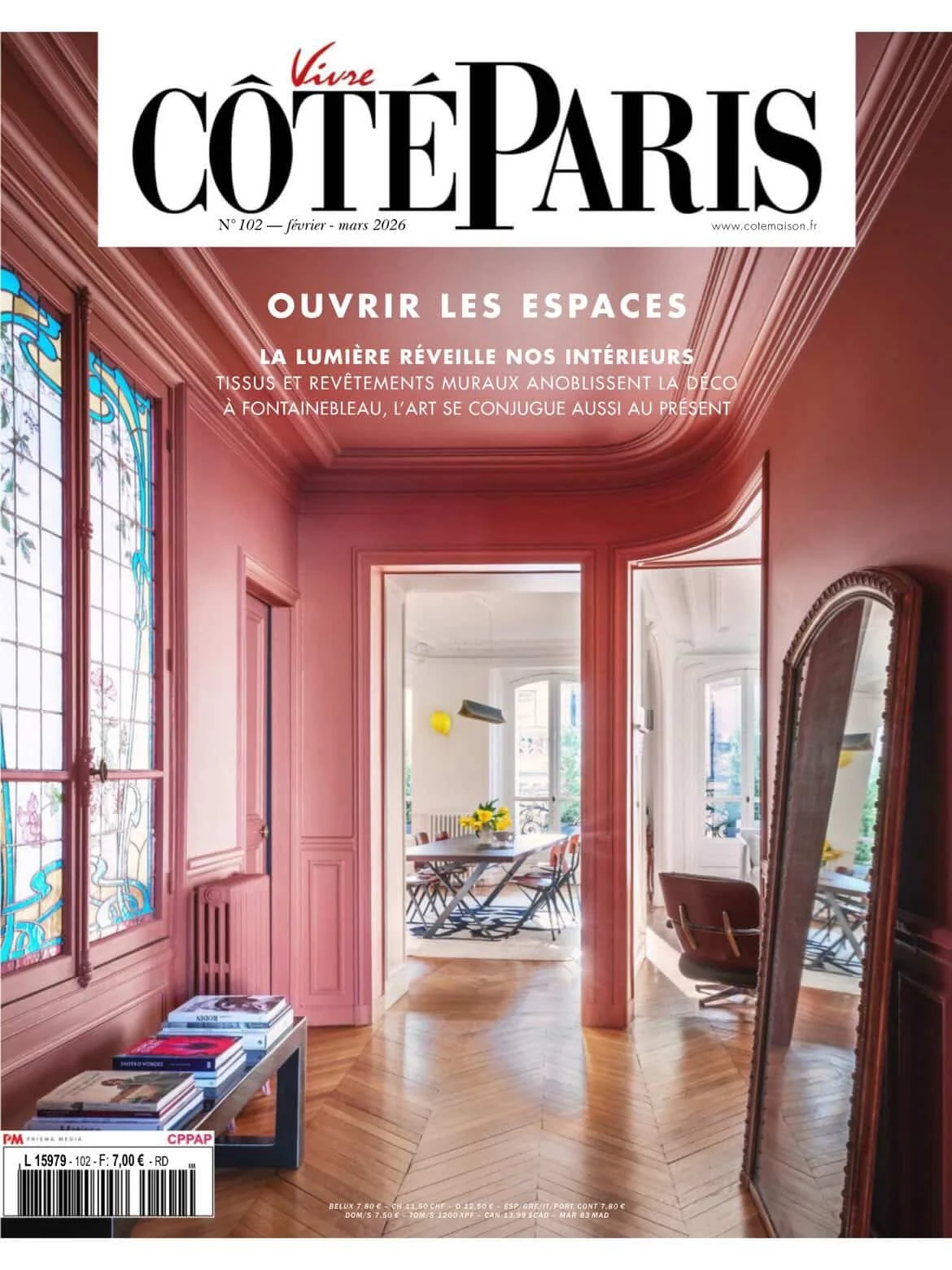 De cover van het Franse tijdschrift Cote Paris februari-maart 2026 waarin werk van Inge Simonis is opgenomen