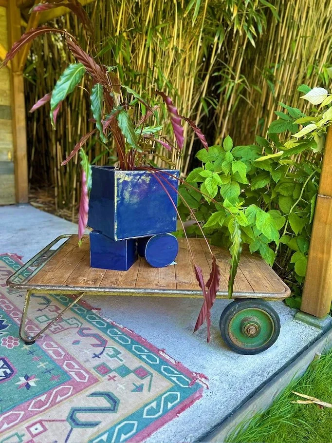 XL plantpot square in blue