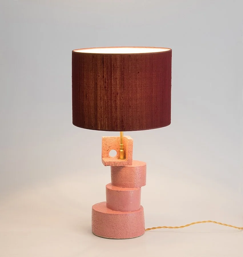 Roze lamp van keramiek