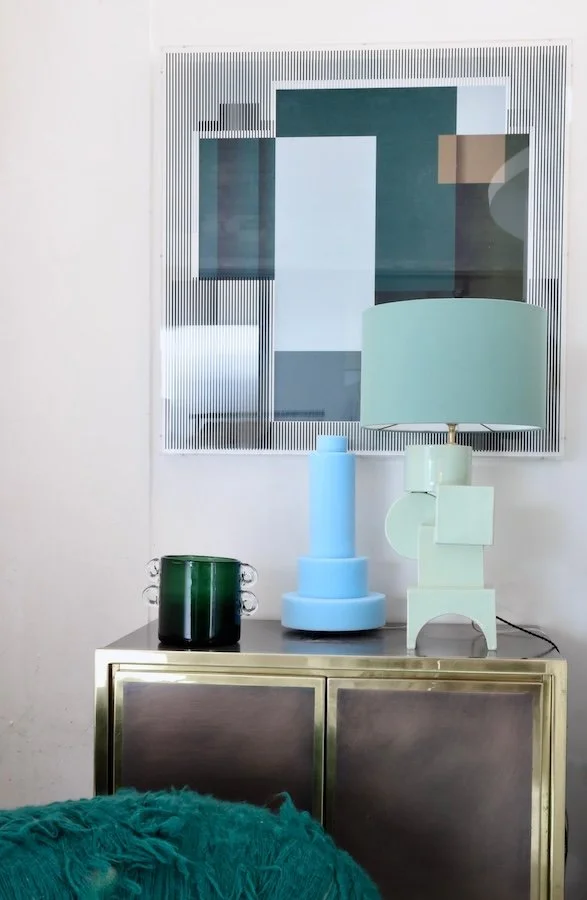 Mint groene lamp van keramiek XL
