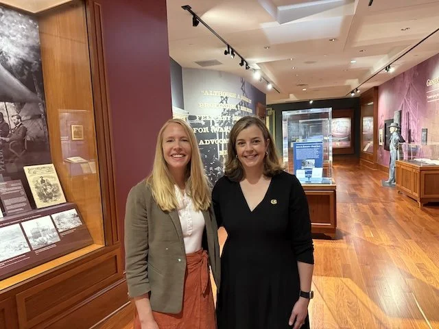 Darley Newman with Dr. Anne Marshall at the Ulysses S. Grant Presidential Library at Mississippi State University, where they explore Grant’s legacy and the history preserved within the museum’s exhibits.