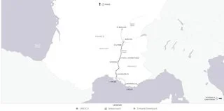 Uniworld's Burgundy-Provence river cruise map