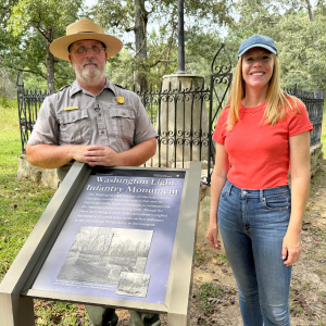 Darley Newman with Cowpens National Battlefield Ranger, Paul Cothren