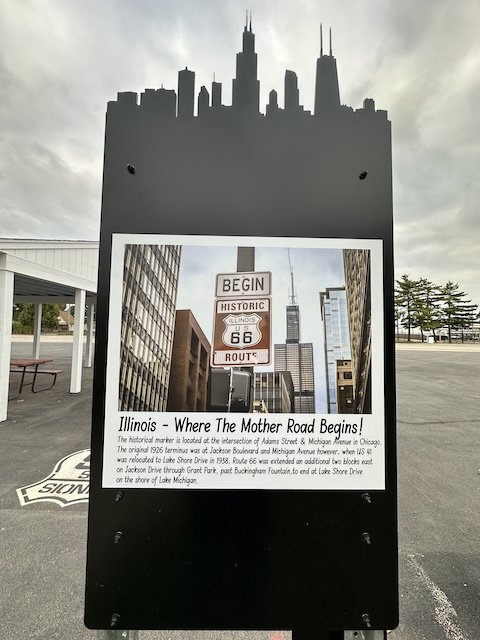 Rt 66 Begins Here sign in downtown Chicago