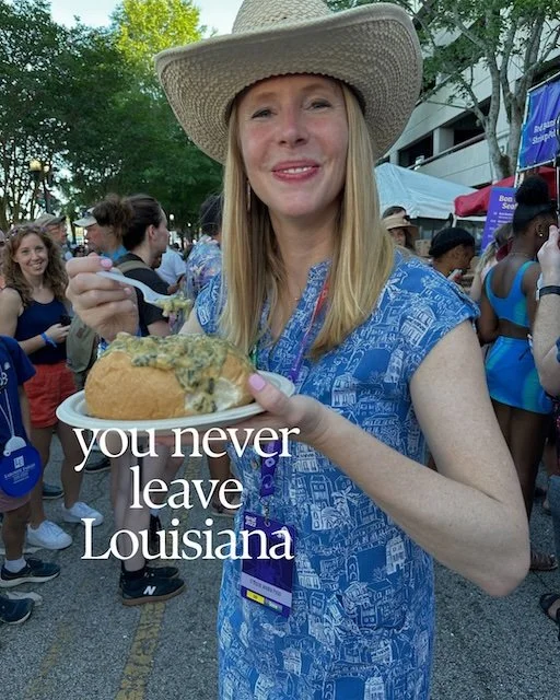 Darley savoring local cuisine thinking you never leave Louisiana