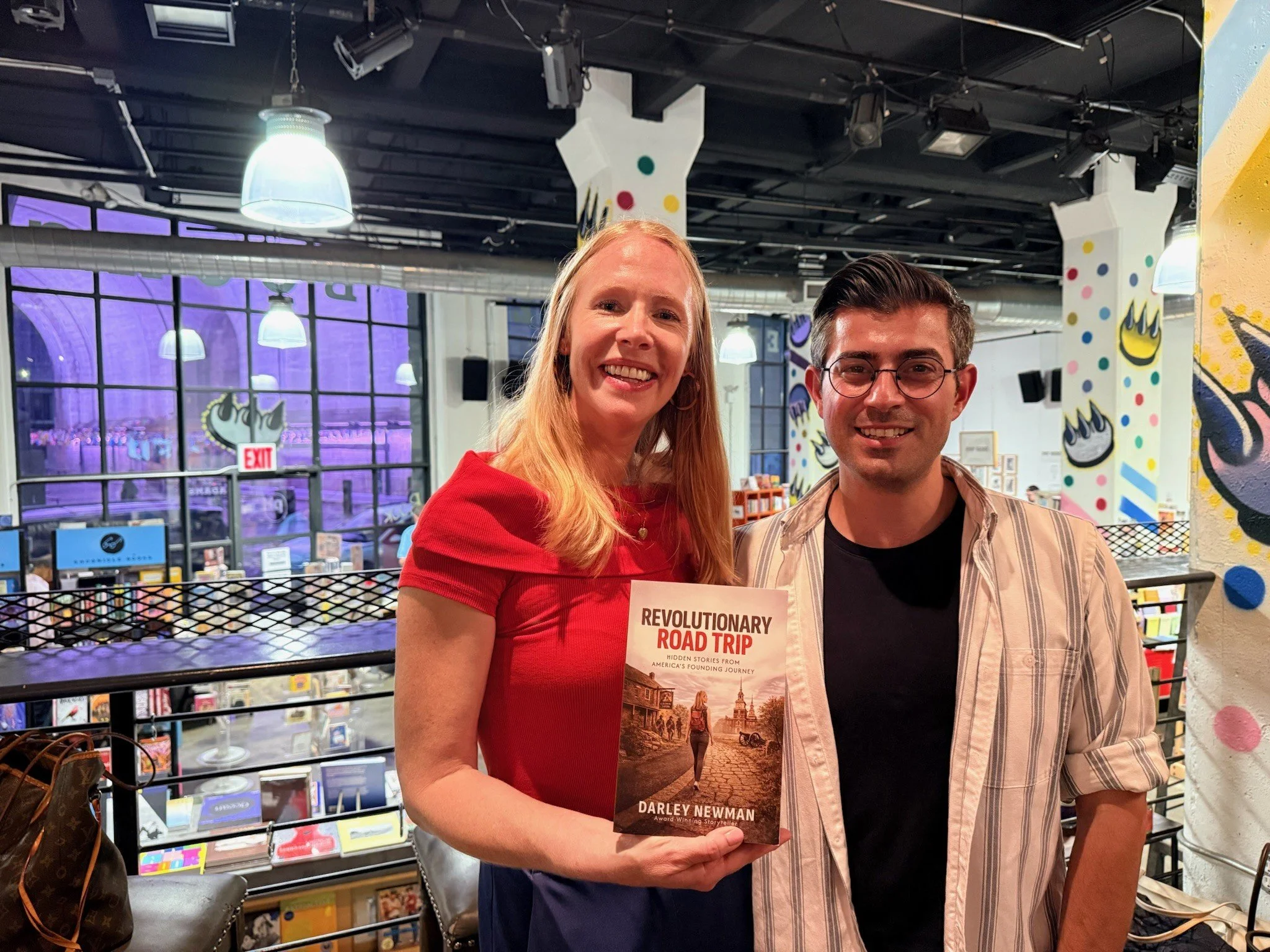 Darley Newman with John Friia in Brooklyn for Revolutionary Road Trip Book Tour