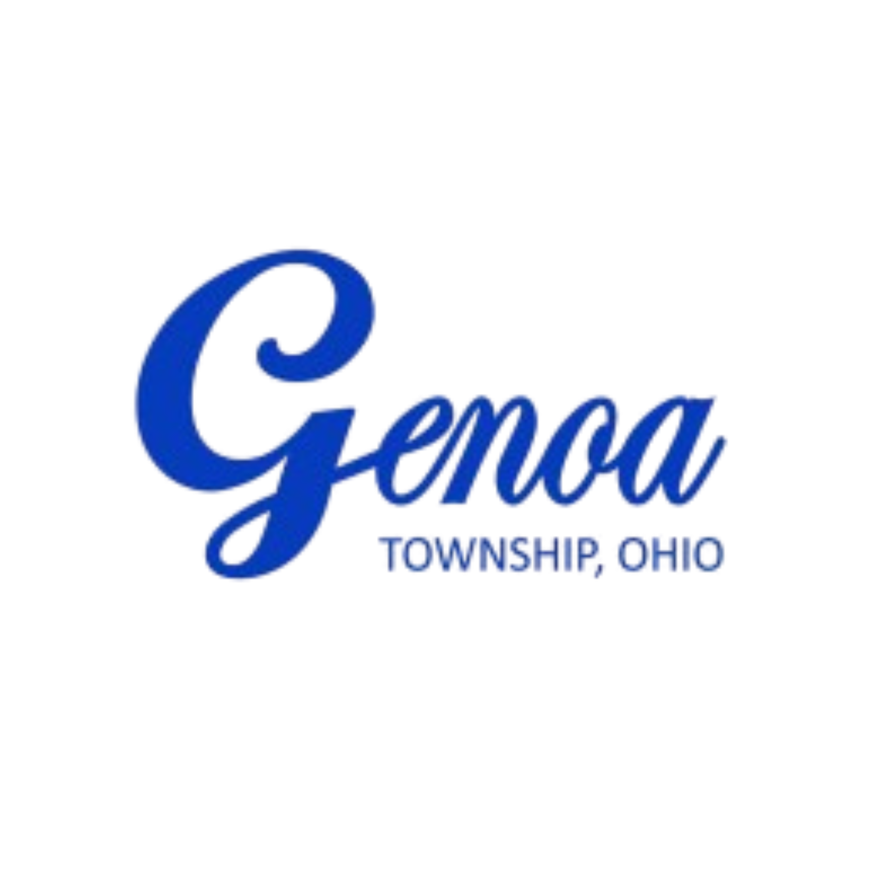 Blue text logo reading "Genoa Township, Ohio" on a transparent background.
