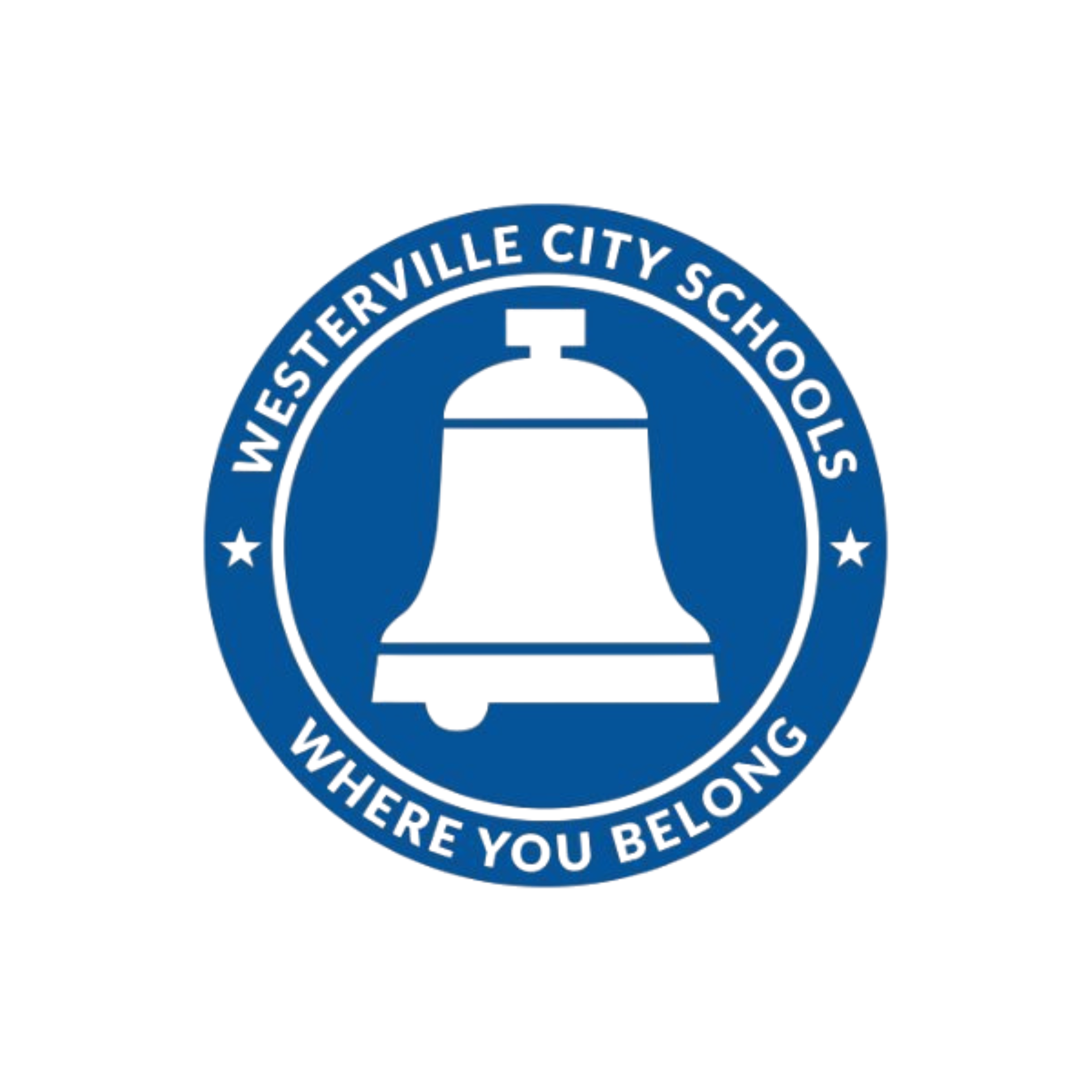 Blue Westerville City Schools logo with a black bell in the center and the slogan “Where You Belong” around the edge.