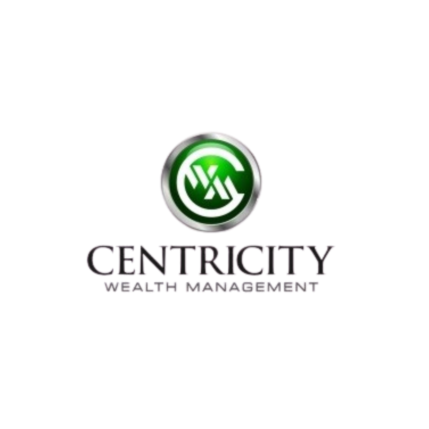 Centricity Wealth Management logo with green and silver emblem above the company name in black and purple text.