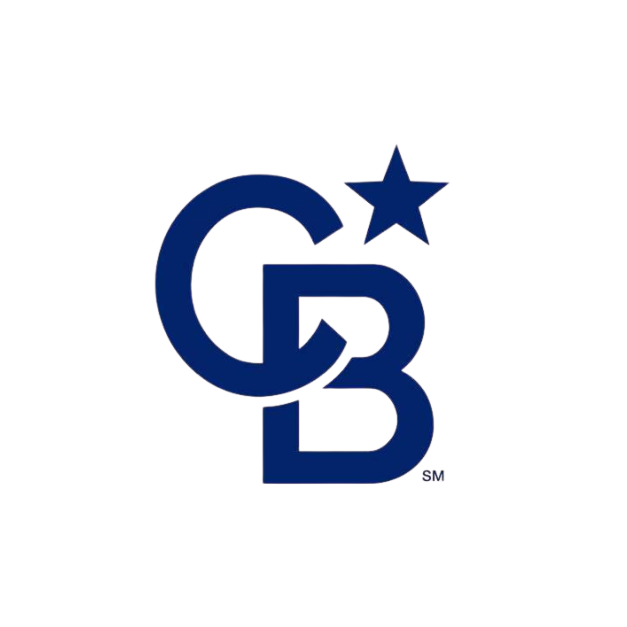 Dark blue "CB" letters with a star above the "B" on a transparent background for Coldwell Banker Realty..