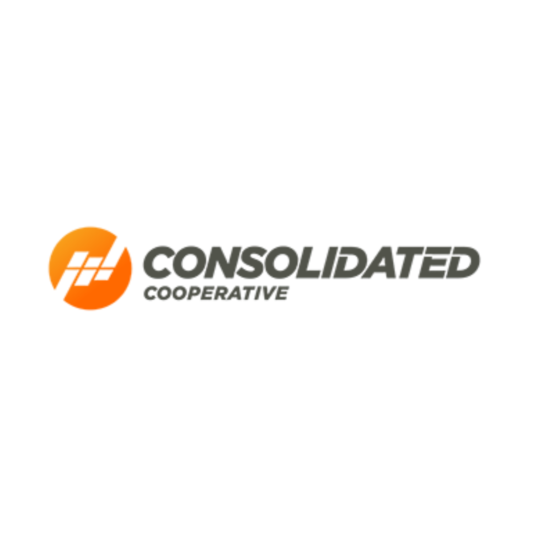 Consolidated Cooperative logo with an orange circular icon and gray text on a transparent background.