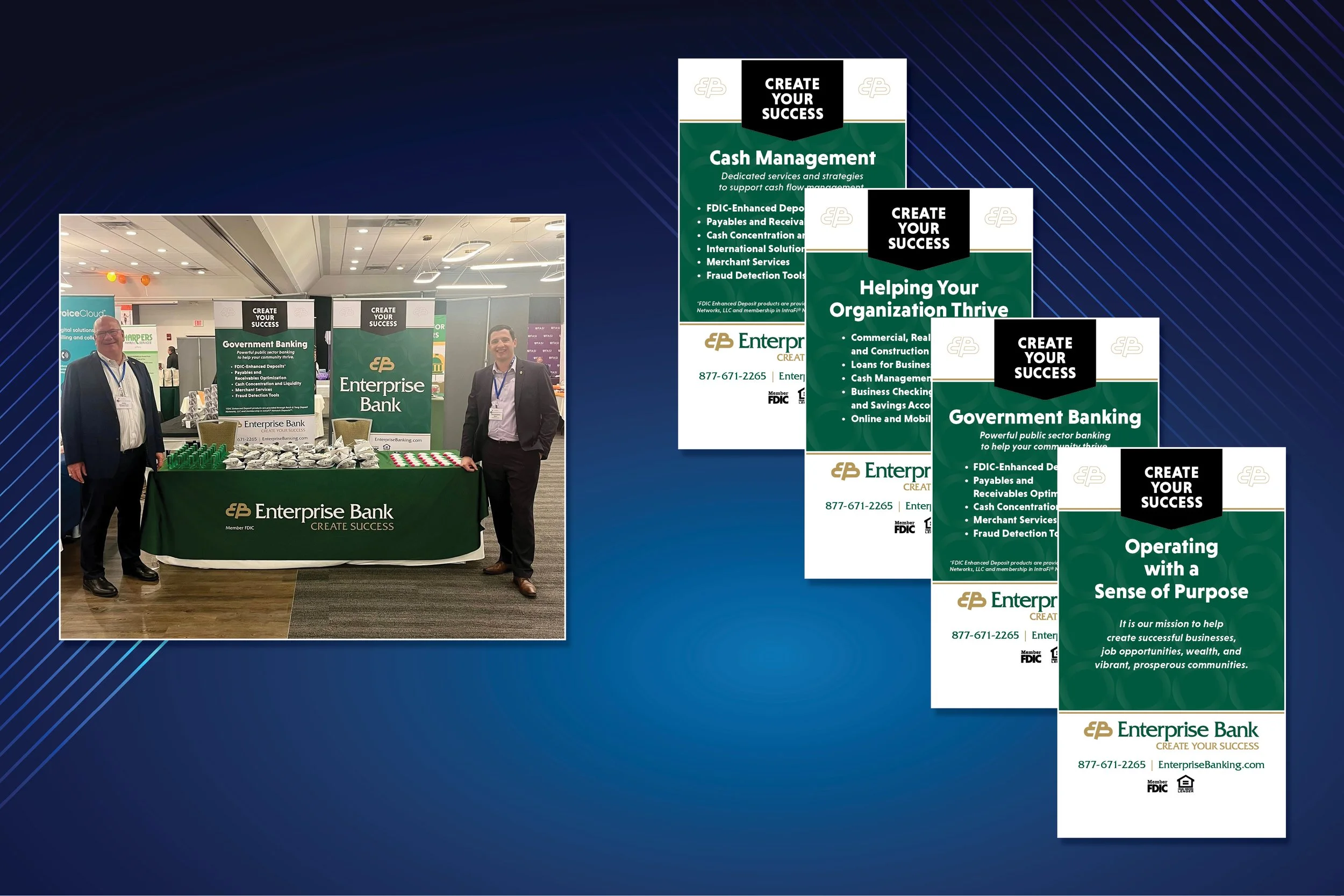 ENTERPRISE BANK - Trade show retractable vinyl banners.