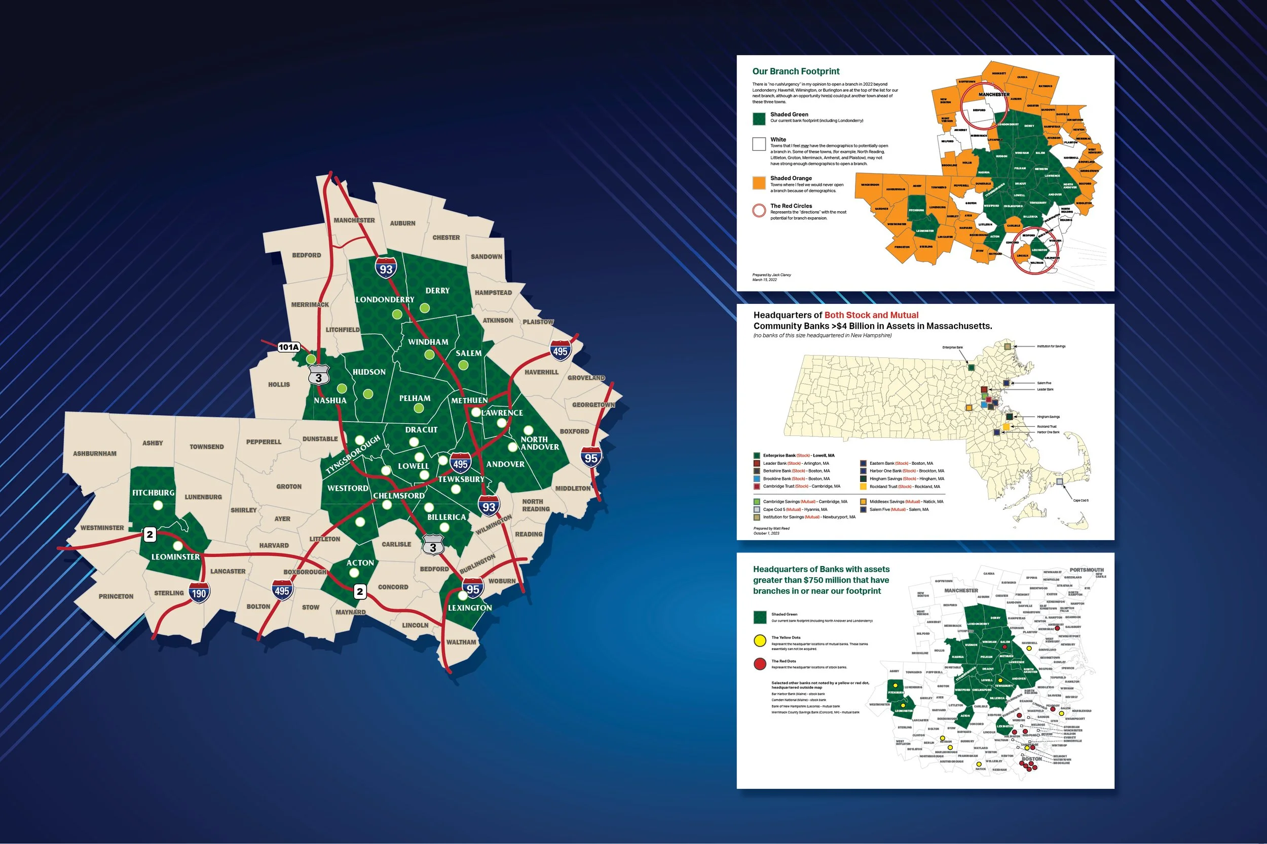 ENTERPRISE BANK - Various maps created for branch and footprint reach, and shareholder meeting reports.