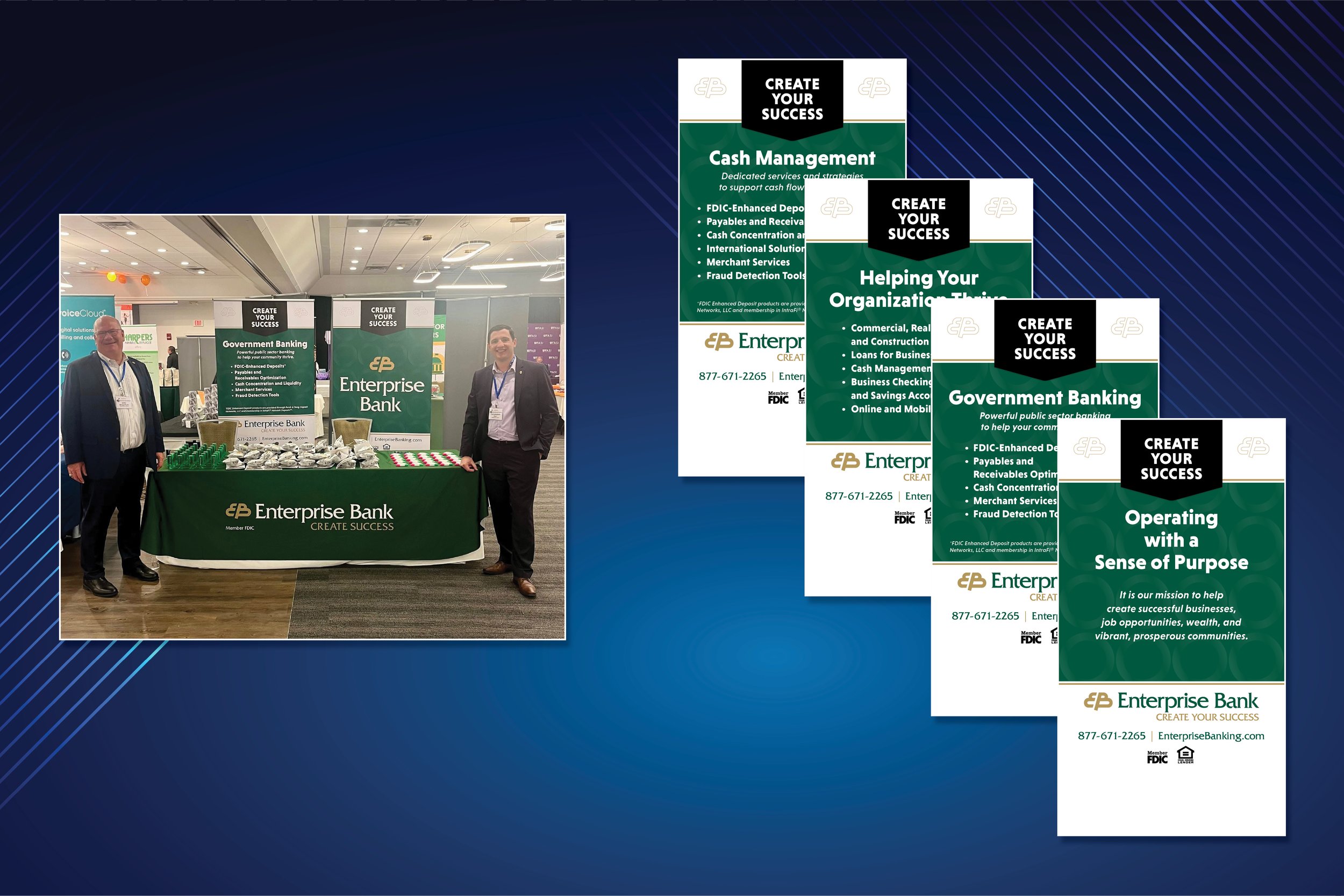 ENTERPRISE BANK - Trade show retractable vinyl banners.