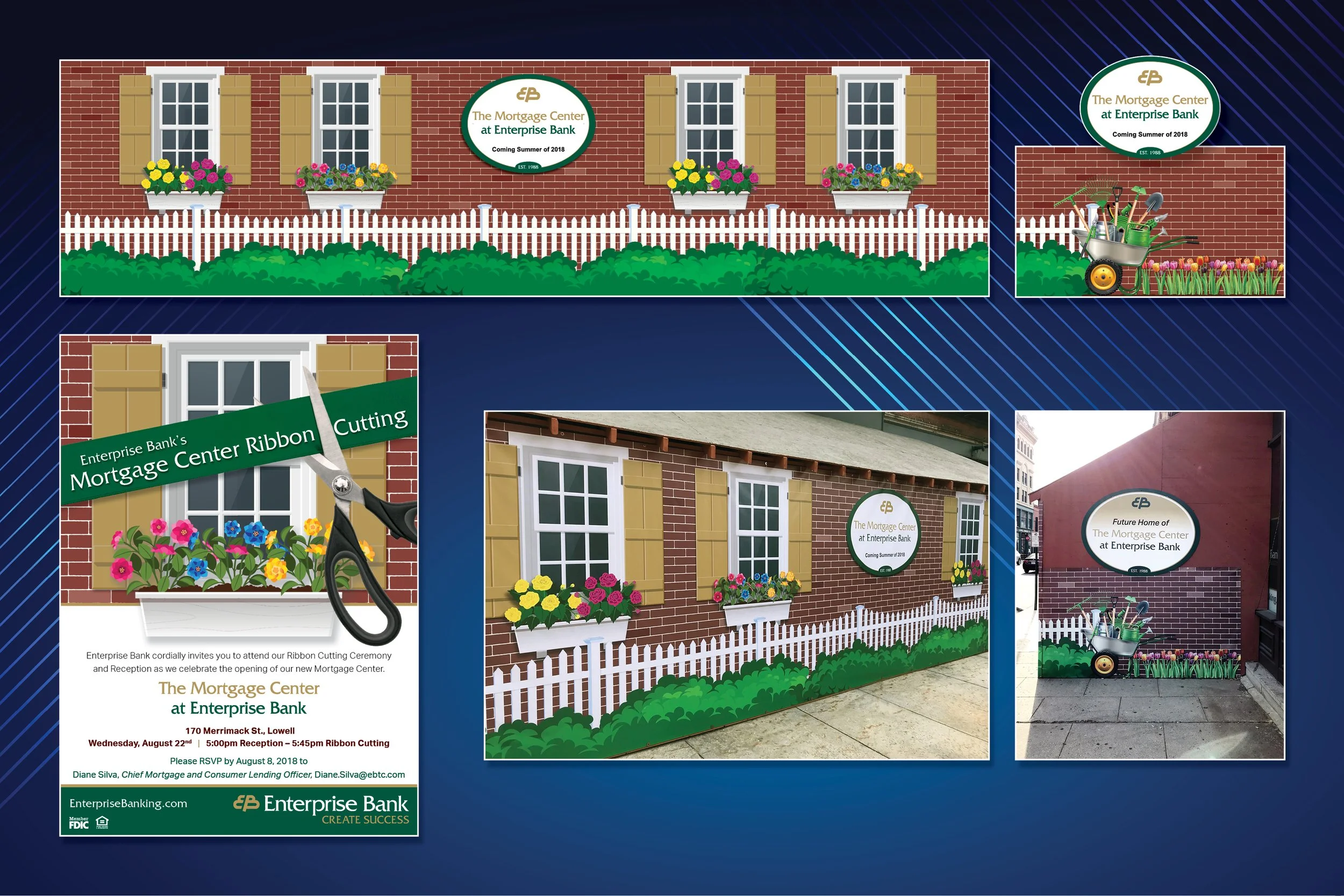 ENTERPRISE BANK - 80' x 8' Outdoor vinyl covering for The Mortgage Center construction project.