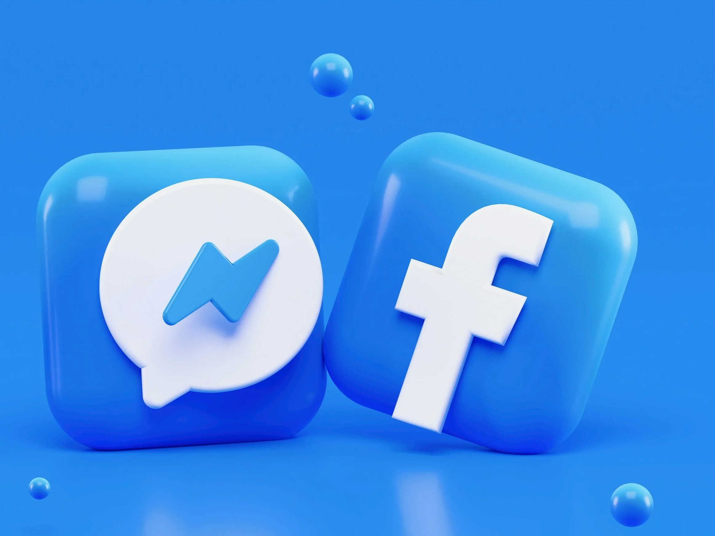 Facebook and Messenger icons on blue background for easy dumpster rental access.
