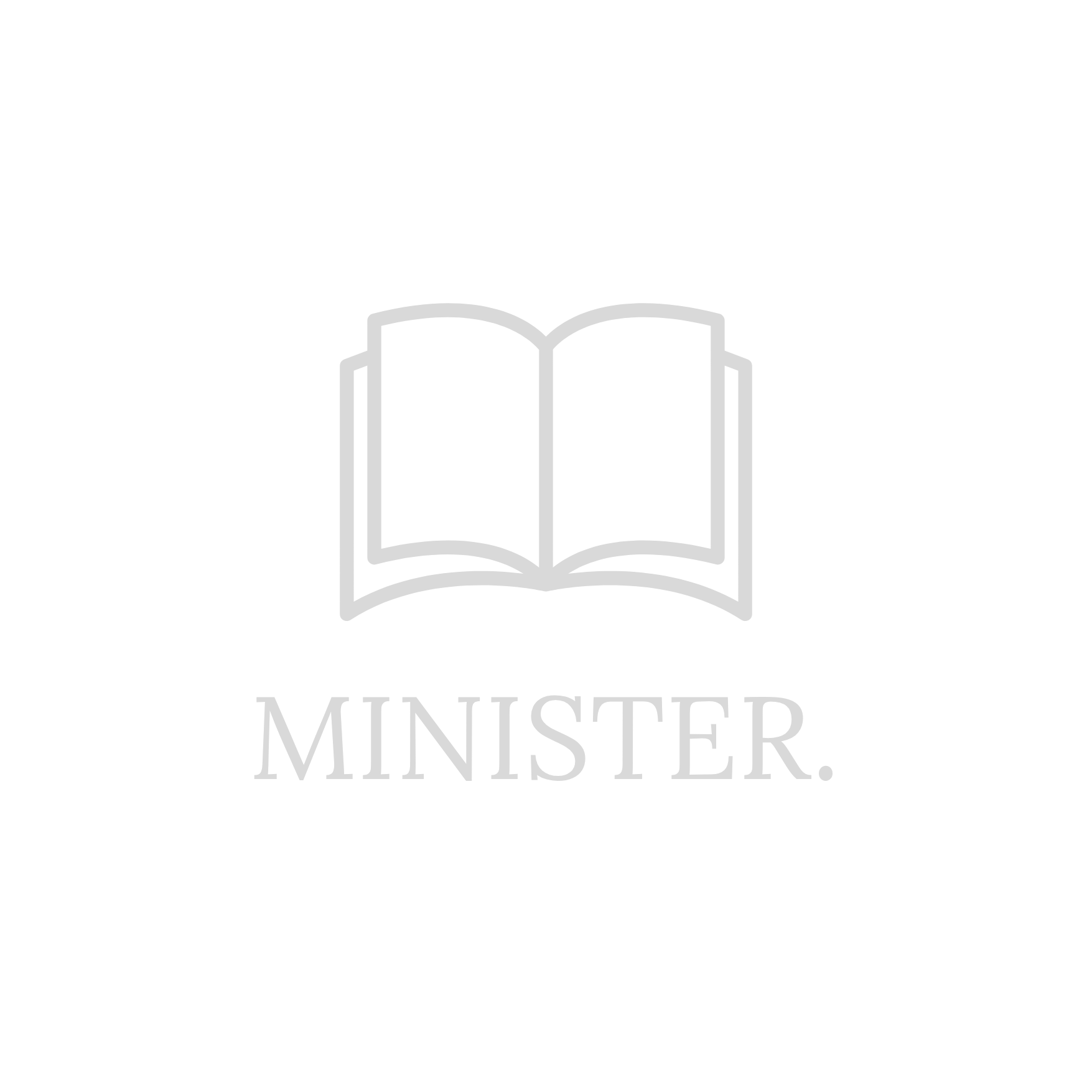Black background with white text reading "Minister" under an open book icon.