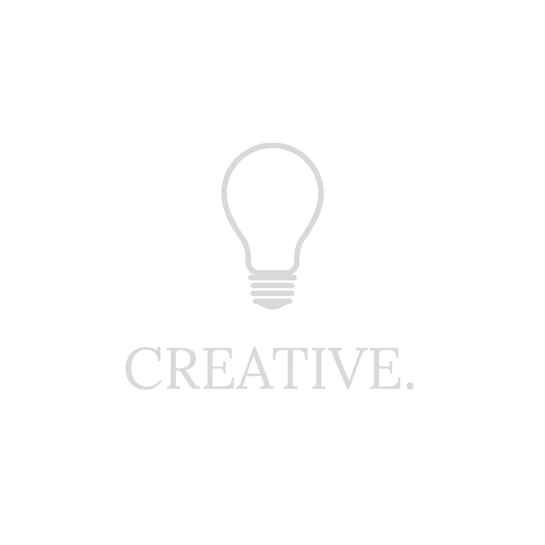 A black background with a white outline of a lightbulb and the words "CREATIVE." written below in white uppercase letters.