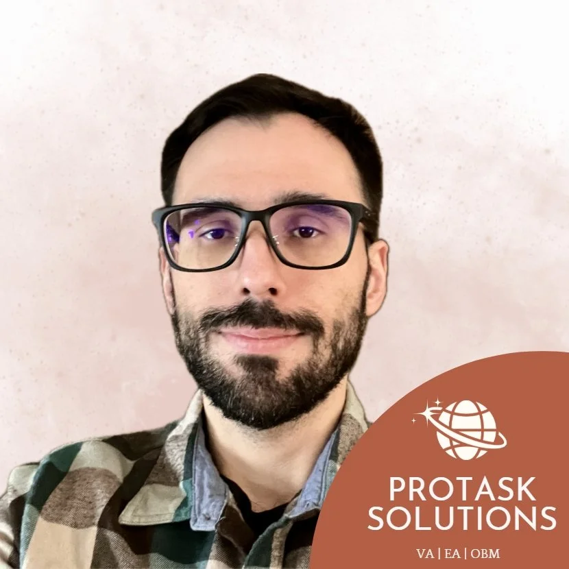 Team member photo of Christopher. It is a headshot with the ProTask Solutions logo in the lower right corner.