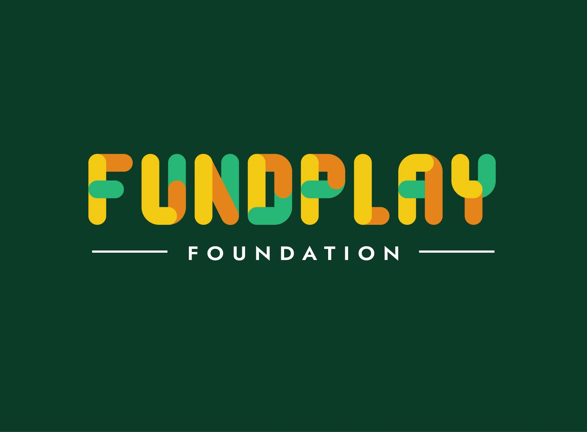 Logo for the Fundplay Foundation with colorful, stylized text on a dark green background.