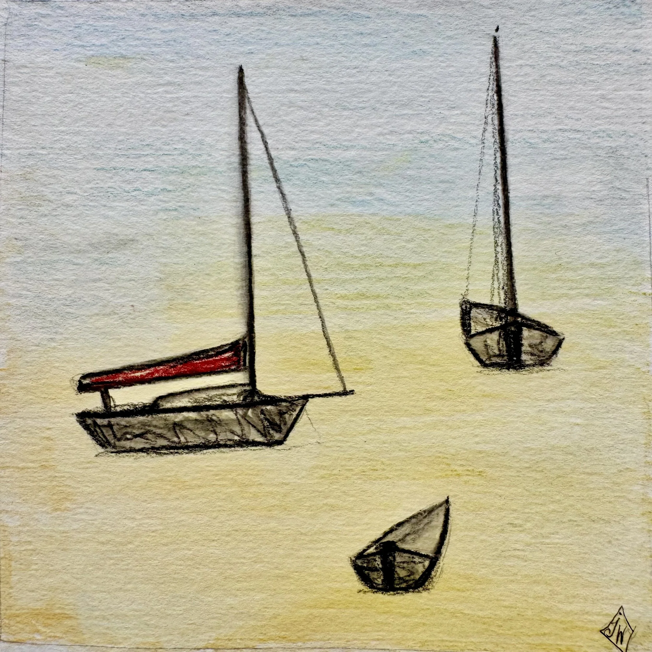 Boats in The Skern.  5” sq