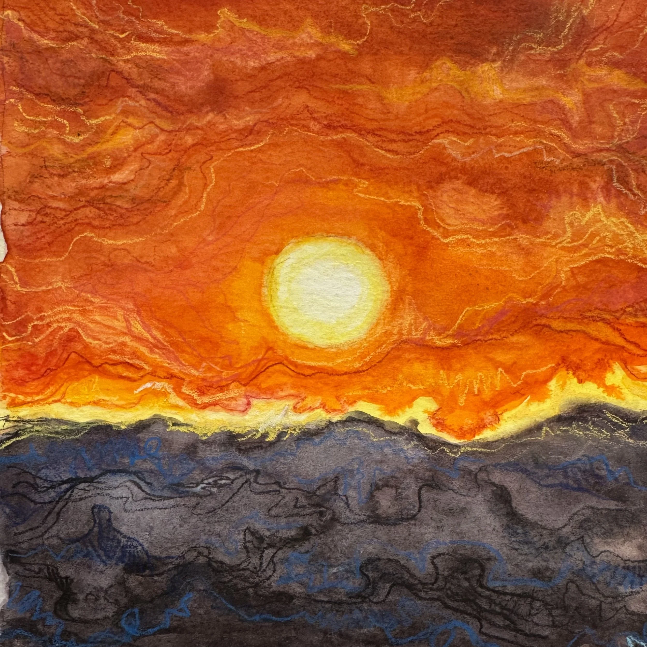 Atlantic Sunset Embers   5”sq