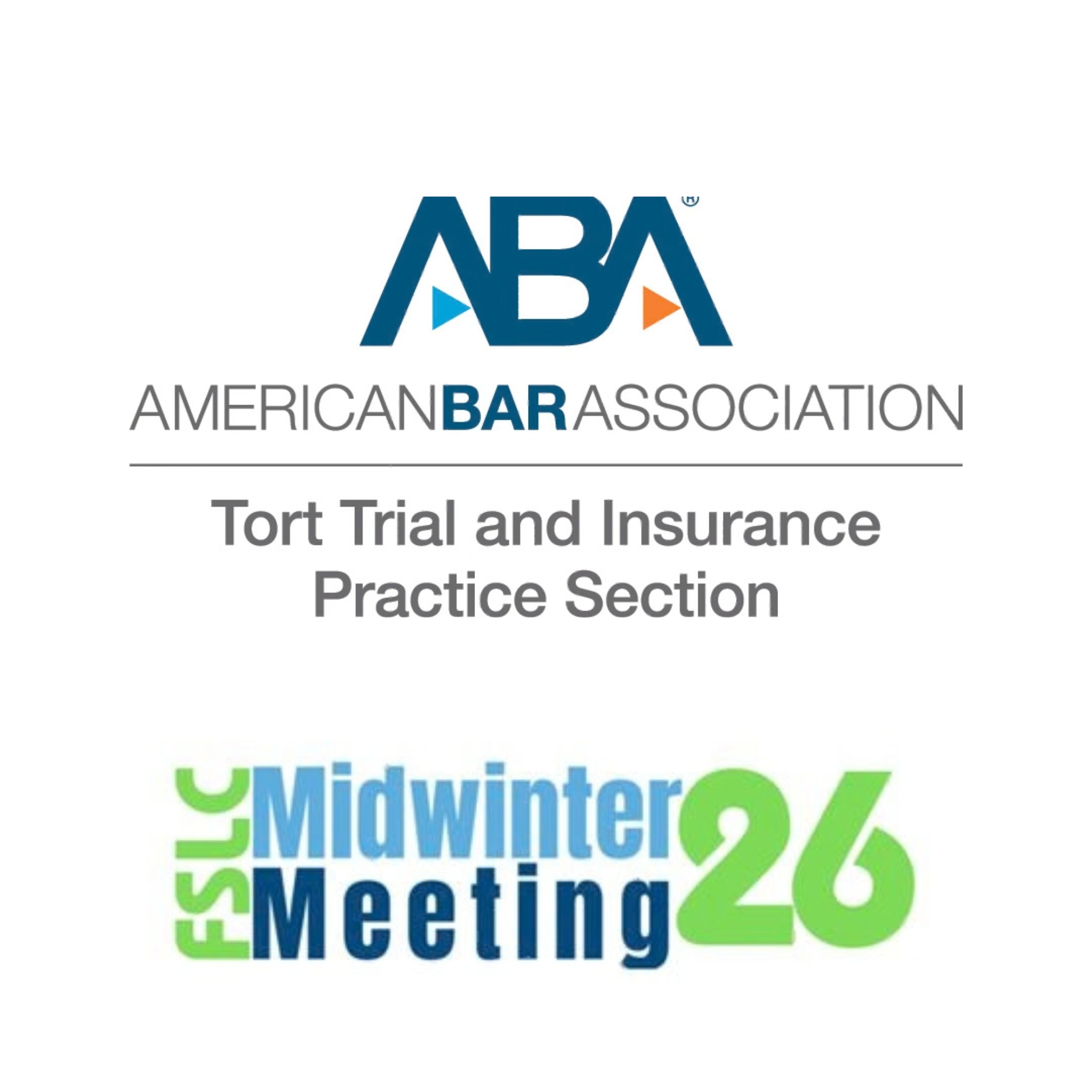 Logo of the American Bar Association with text about legal practice section and 2026 Midwinter Meeting.