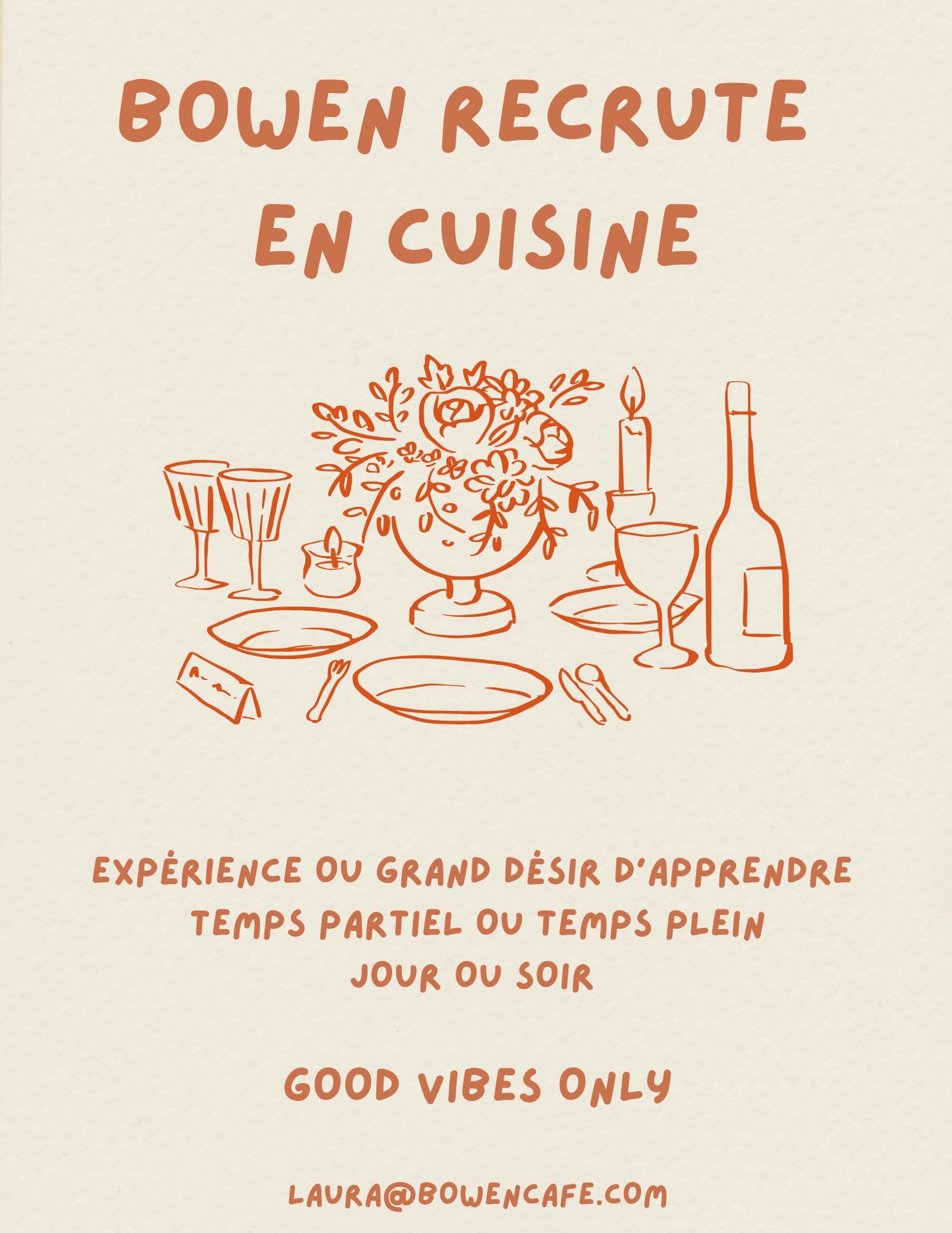 STAFF EN CUISINE RECHERCH&Eacute; 🔪✨

On cherche &agrave; compl&eacute;ter notre &eacute;quipe pour l&rsquo;&eacute;t&eacute; (surtout). 
Temps partiel ou temps plein 
Horaire flexible 
Belle &eacute;quipe, belle ambiance 
Salaire selon l&rsquo;exp&