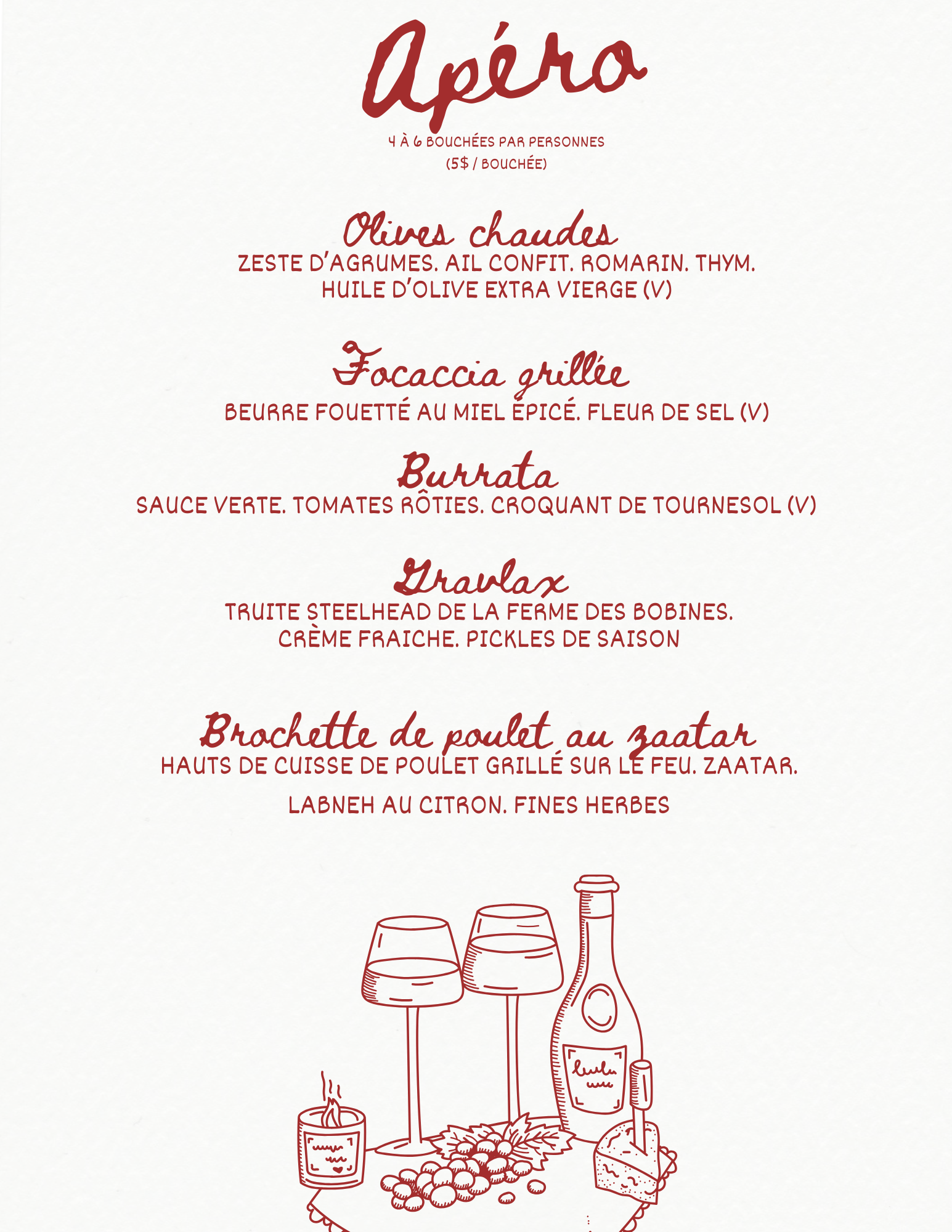 Menu de groupe - APÉRO