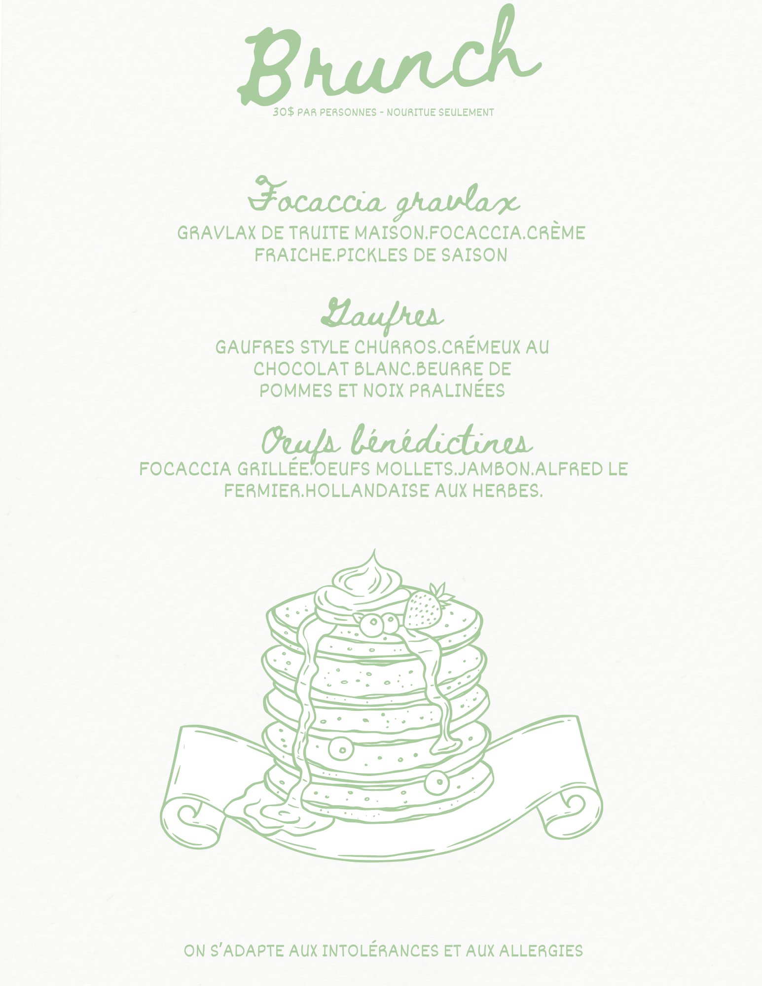 Menu de groupe -  Brunch
