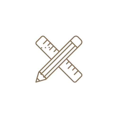 Icon of a pencil crossed with a ruler on a black background