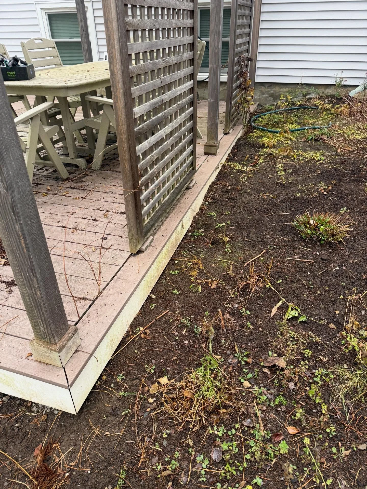 An awesome before and after of this deck that we power washed today 😄👍