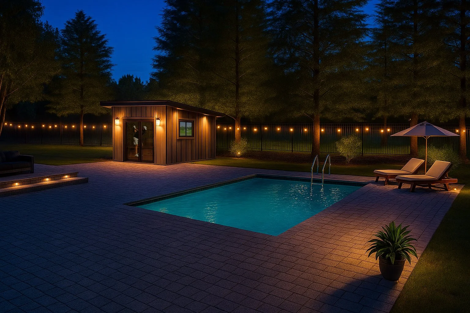 The Par 4 Golf Shed, pictured at night