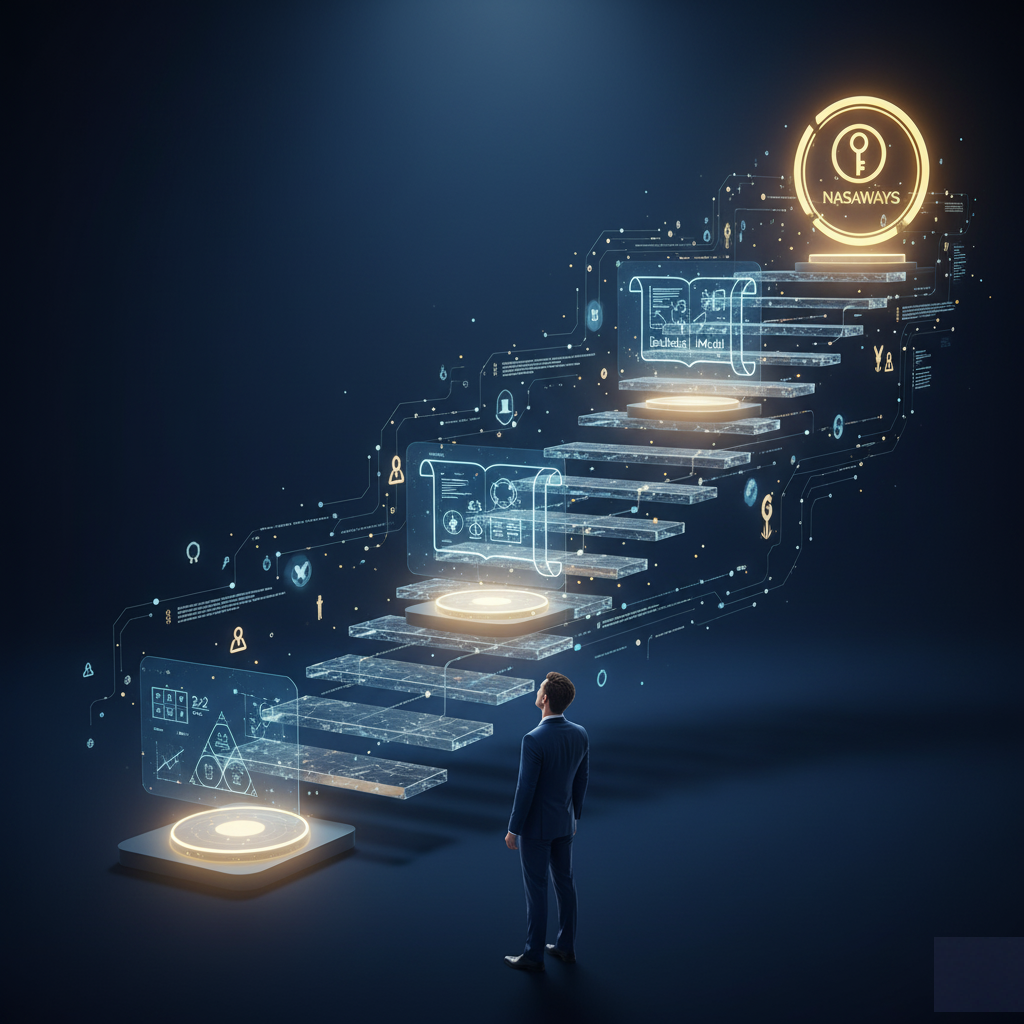 Career path and systematic progression towards financial success. Reaching the NASAWAYS key for unlocking wealth potential.