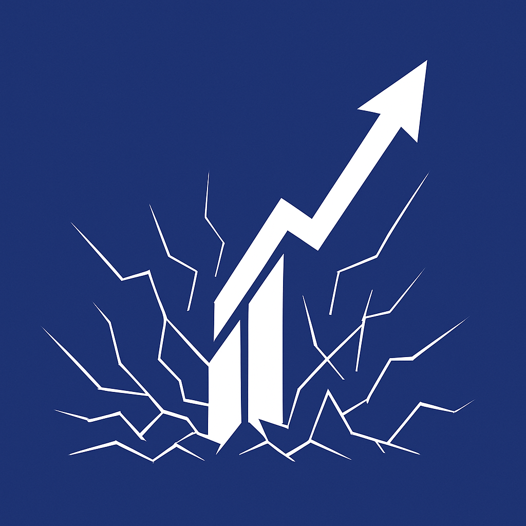 Upward arrow breaking through barriers. Representing breakthrough financial growth and overcoming systemic limitations.
