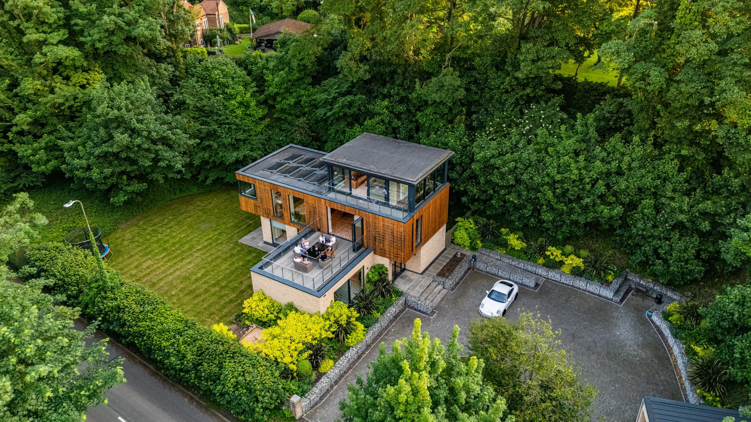 Aerial drone photograph of a residential property and surrounding countryside in Leicestershire.