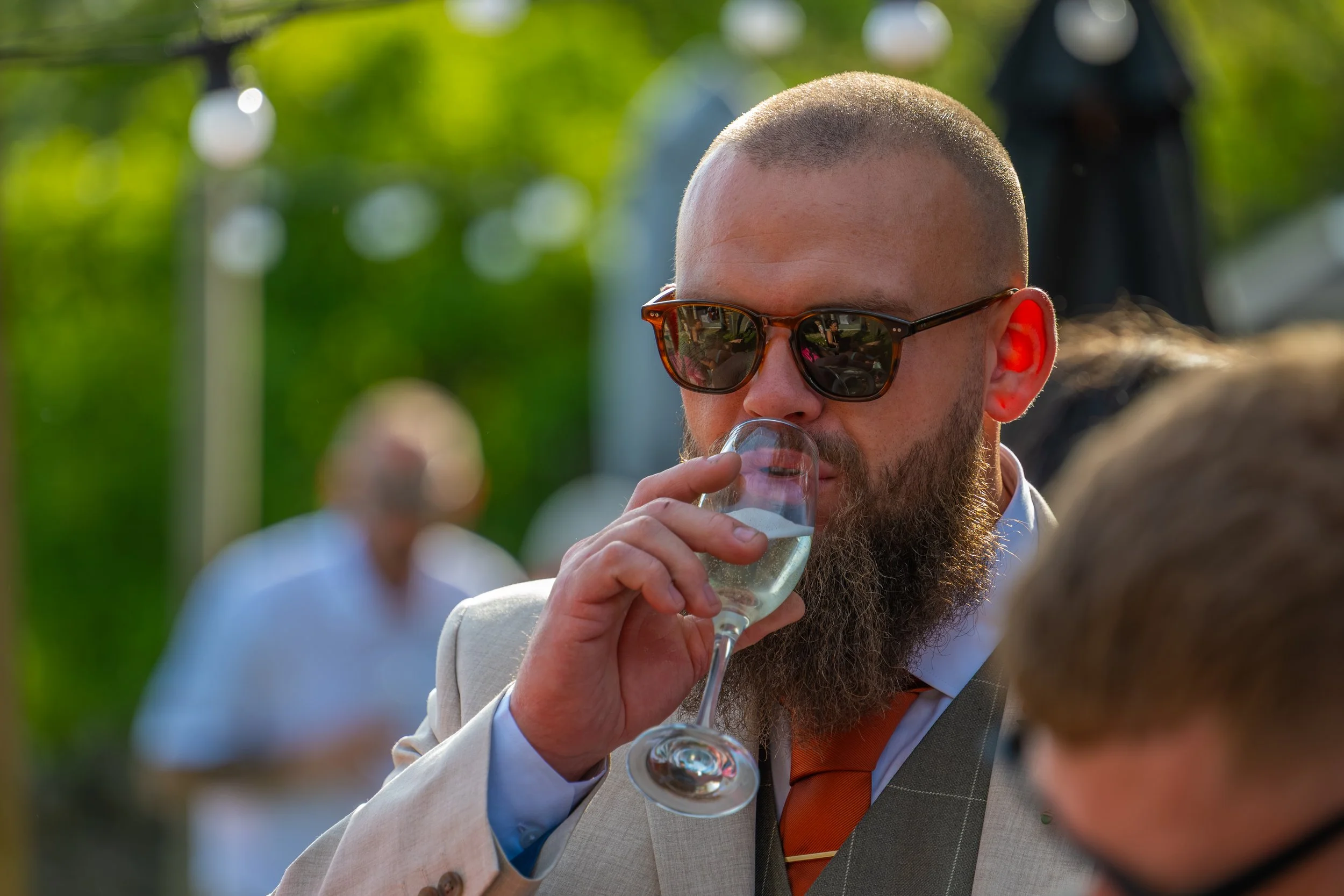 wedding guest drinking