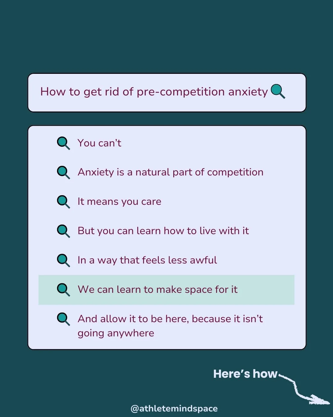 Anxiety-it&rsquo;s something all athletes deal with at some point. And most of the time, anxiety feels bad and scary. We don&rsquo;t want to feel it because it twists our stomachs and weights our chests and it feels jittery and uncomfortable. 

But w