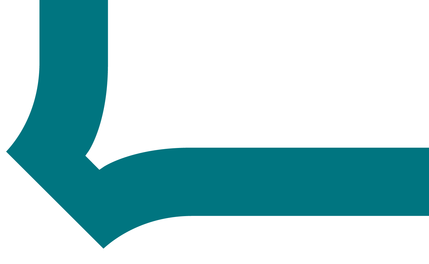 Teal, right angle corner graphic.