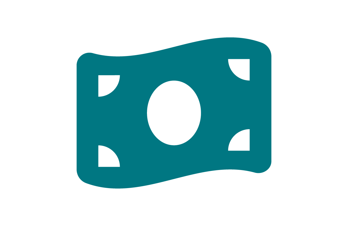 A teal-colored, wavy dollar bill.