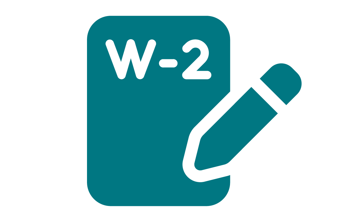 Icon of a document labeled W-2 with a pencil, representing tax planning.